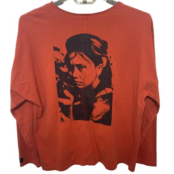 NWT MUS3 Streetwear New York Mens Orange Long Sleeve T-Shirt Resistance Size L - Picture 1 of 12